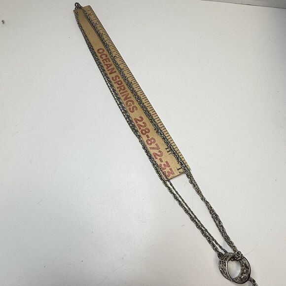 ALEXIS BITTAR Large Teardrop Lucite Black Pendant Art Deco Long Necklace Rare - Picture 9 of 12